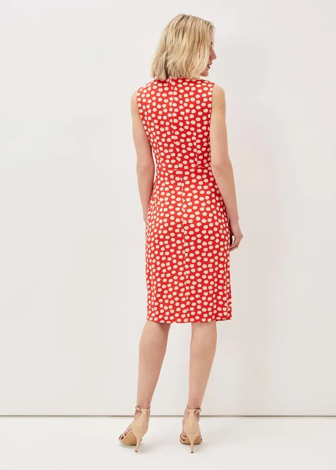 Phase Eight Tia Spot Midi Dress Orangecream Women Dresses