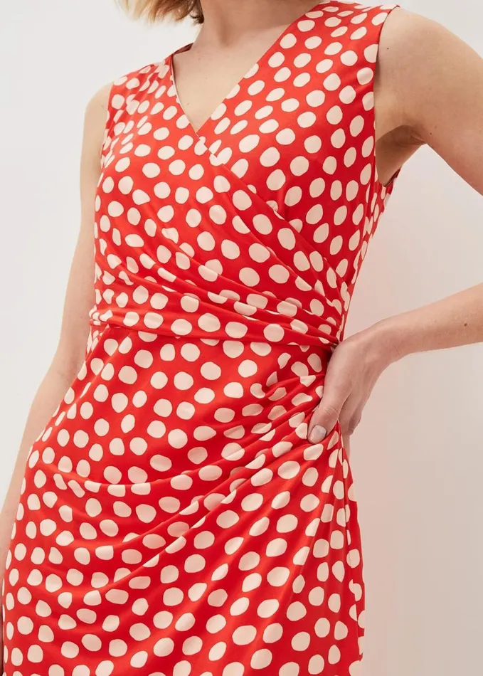 Phase Eight Tia Spot Midi Dress Orangecream Women Dresses