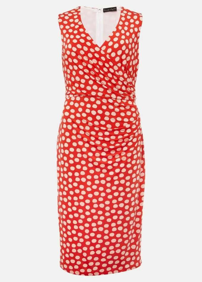 Phase Eight Tia Spot Midi Dress Orangecream Women Dresses