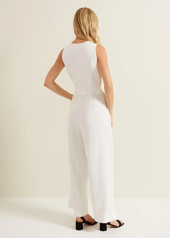 Phase Eight Tia Waistcoat Jumpsuit Ivory Women Dresses