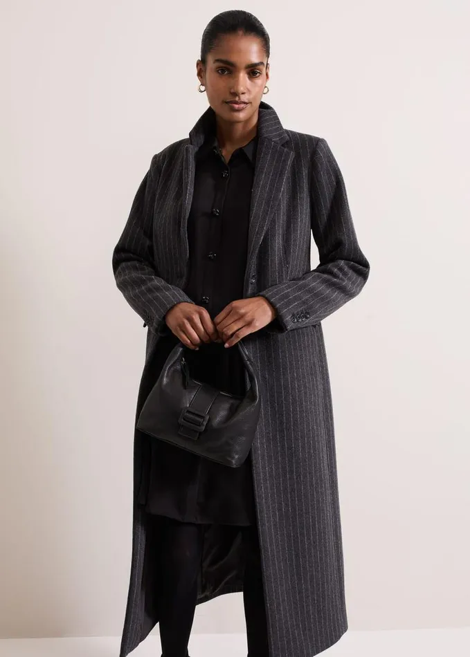 Phase Eight Tila Black Satin Embellished Shirt Dress Black Women Dresses