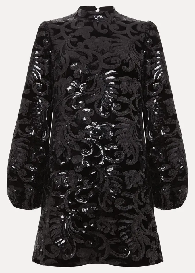 Phase Eight Trudy Black Sequin Velvet Shift Dress Black Women Dresses