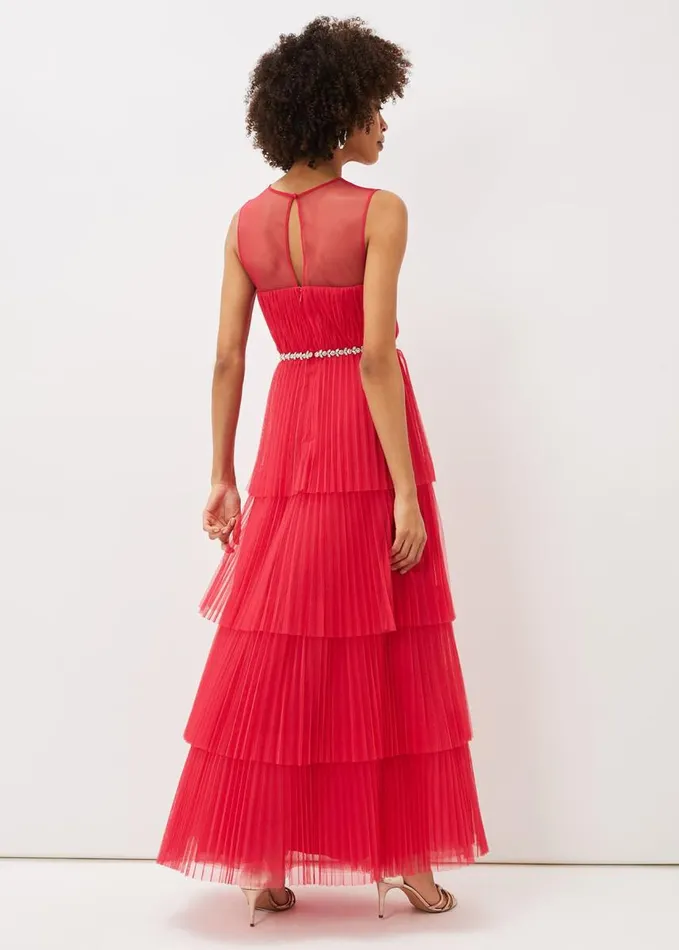 Phase Eight Tulisa Tulle Maxi Dress Lipstick Women Dresses