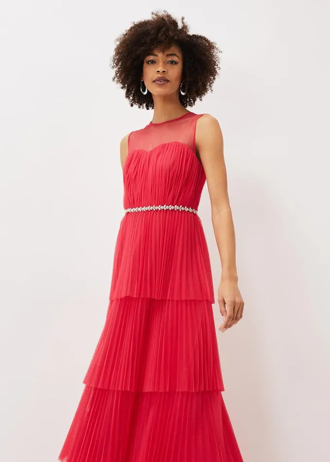 Phase Eight Tulisa Tulle Maxi Dress Lipstick Women Dresses
