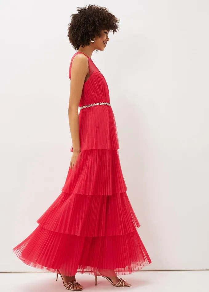 Phase Eight Tulisa Tulle Maxi Dress Lipstick Women Dresses