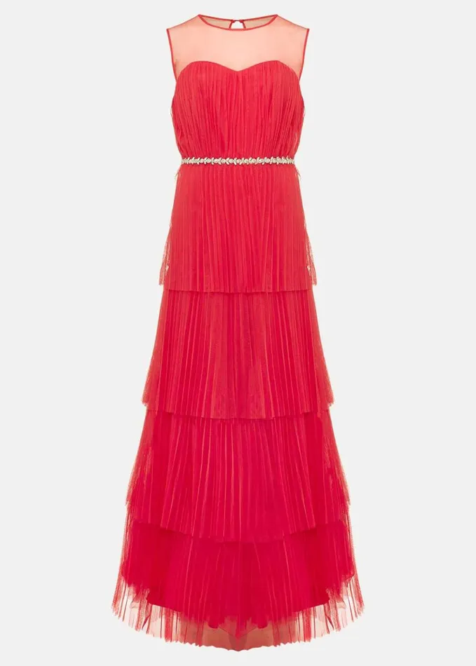 Phase Eight Tulisa Tulle Maxi Dress Lipstick Women Dresses