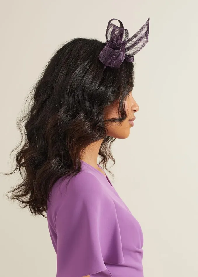 Phase Eight Twist Bow Headband Purple Women Fascinators and Hats
