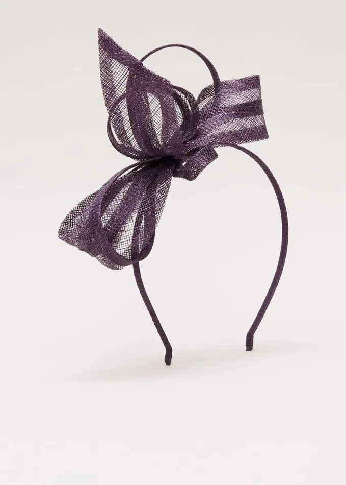 Phase Eight Twist Bow Headband Purple Women Fascinators and Hats