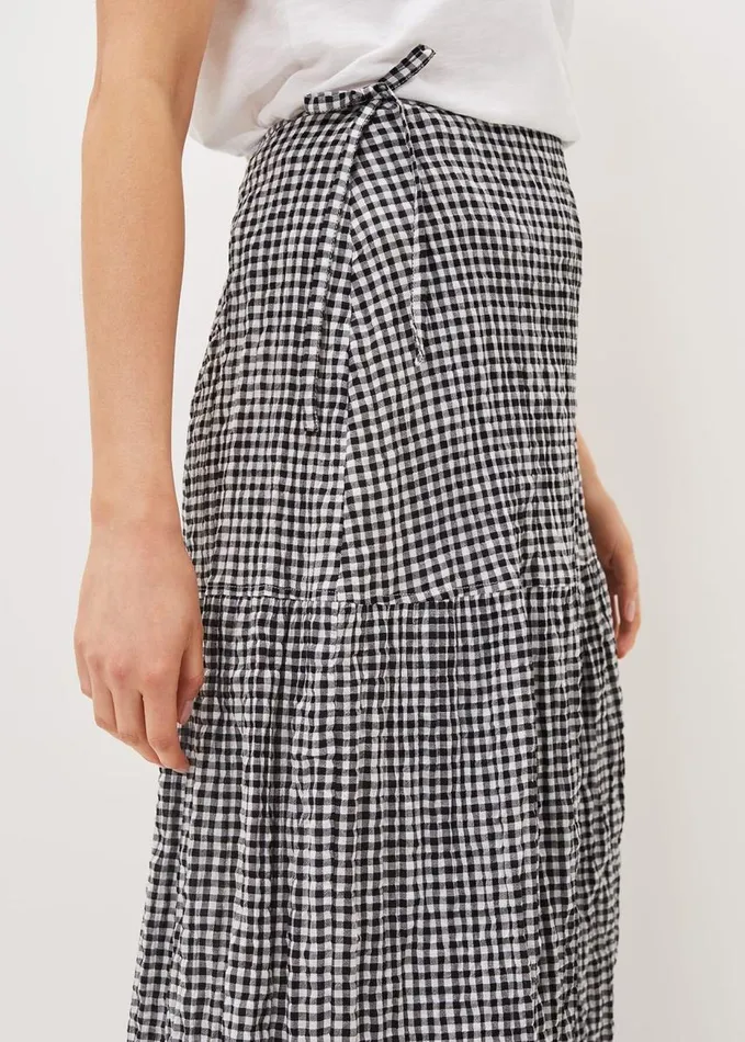 Phase Eight Tyrina Cotton Gingham Wrap Maxi Skirt Blackwhite Women Skirts