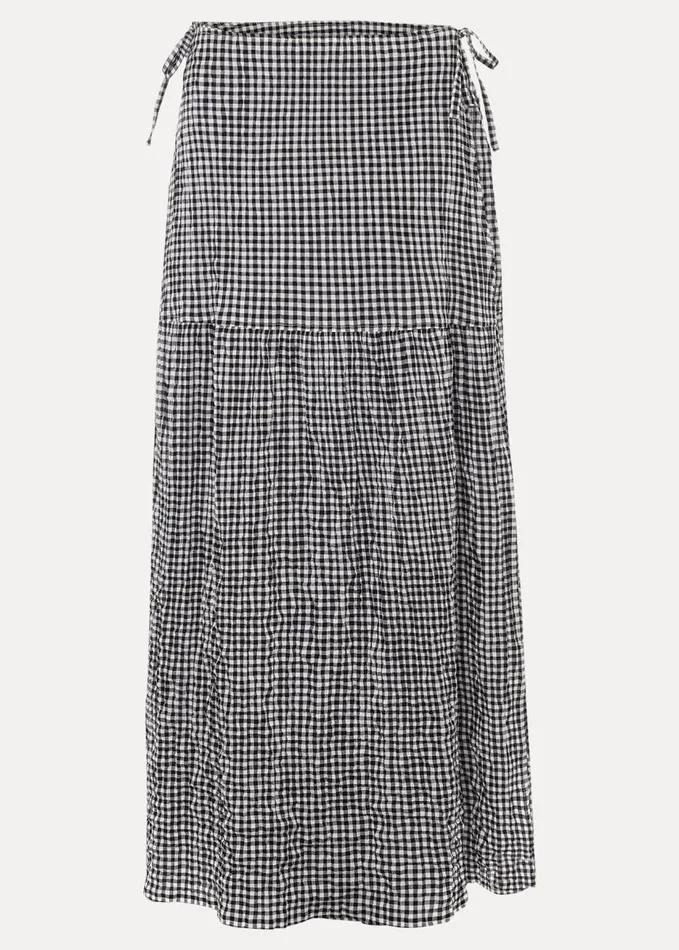 Phase Eight Tyrina Cotton Gingham Wrap Maxi Skirt Blackwhite Women Skirts