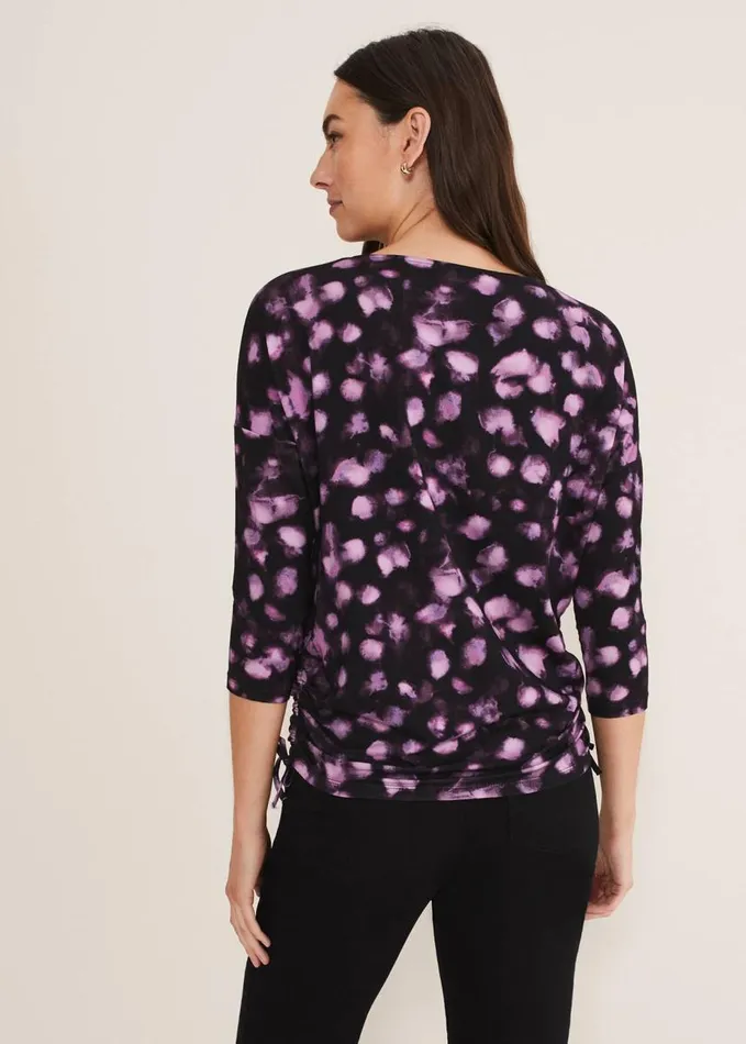 Phase Eight Valentina Smudge Ruched Side Top Purple Multi Women Tops and TShirts