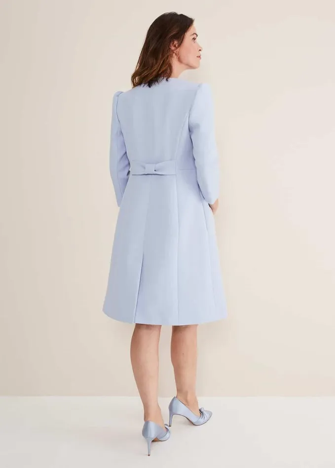 Phase Eight Venita Bow Long Jacket Light Cornflower Women Jackets