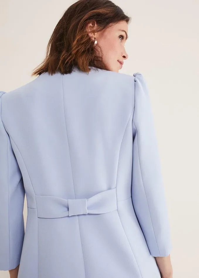 Phase Eight Venita Bow Long Jacket Light Cornflower Women Jackets