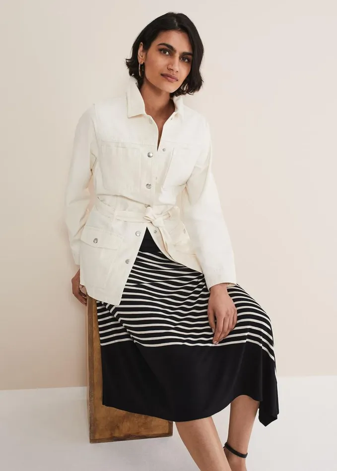Phase Eight Veritty Stripe Skirt Blackivory Women Skirts