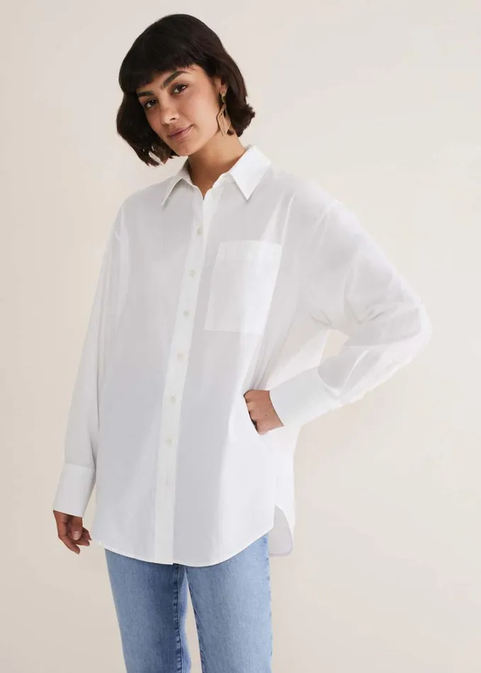 Phase Eight White Cotton Oversized Shirt White Women Shirts and Blouses