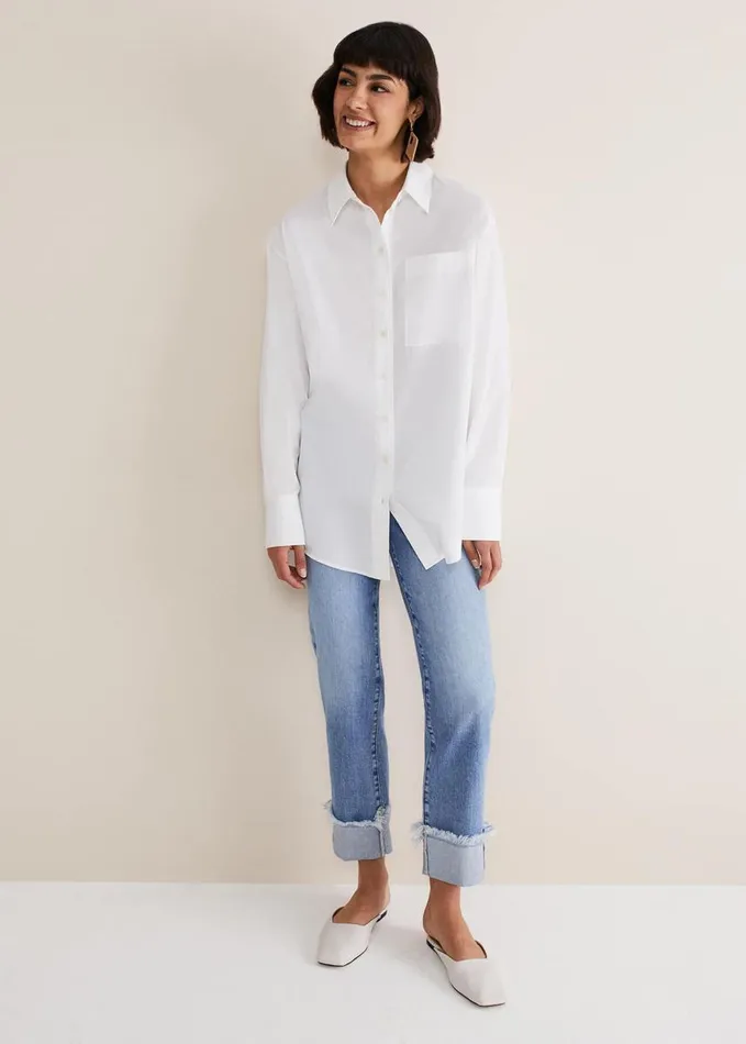 Phase Eight White Cotton Oversized Shirt White Women Shirts and Blouses