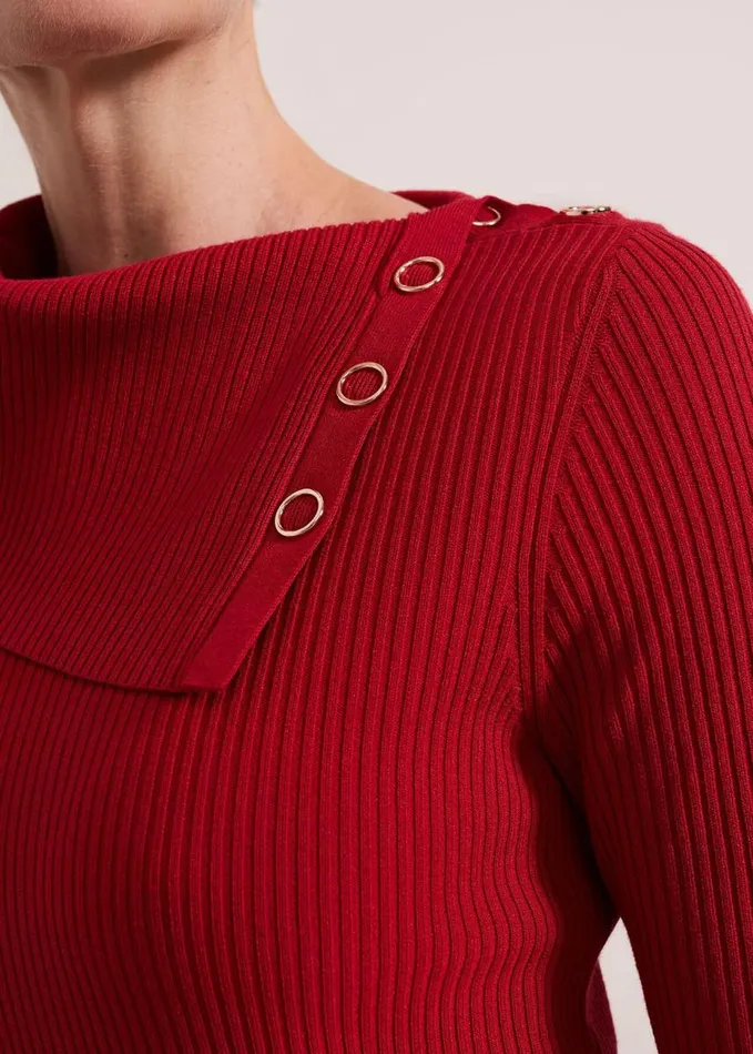 Phase Eight Willow Popper Column Midi Dress Red Women Dresses