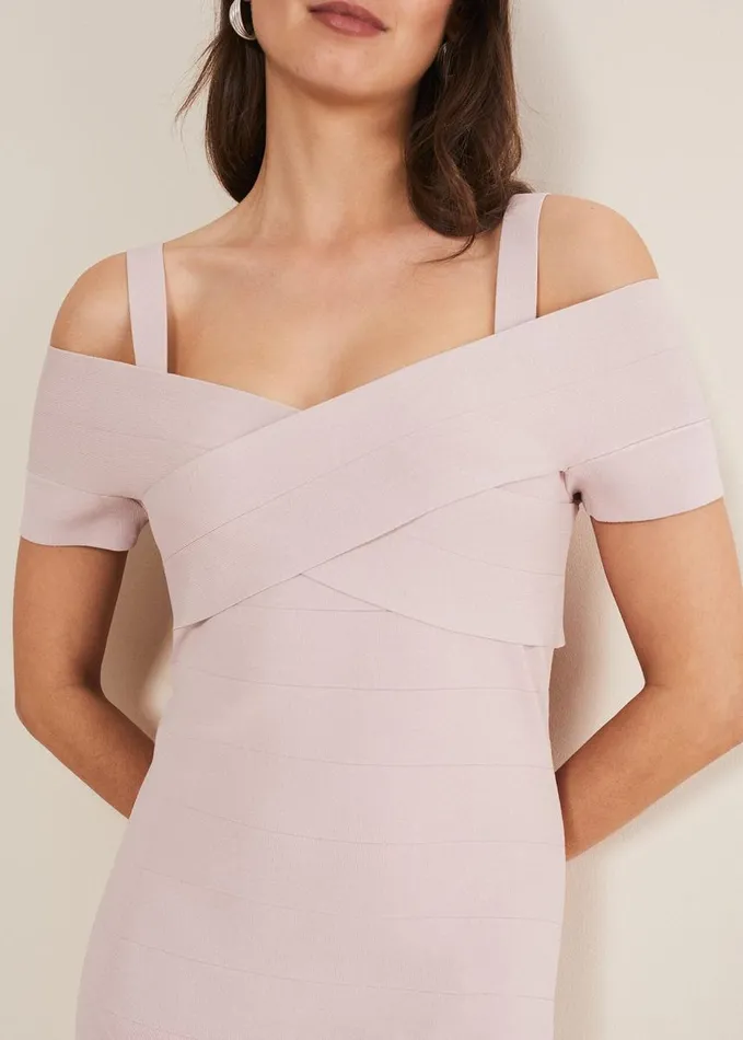 Phase Eight Zella Knitted Bandage Dress Antique Rose Women Dresses