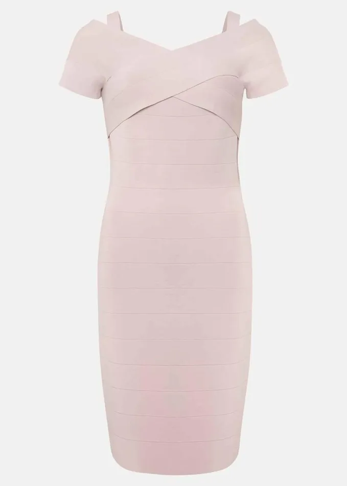 Phase Eight Zella Knitted Bandage Dress Antique Rose Women Dresses