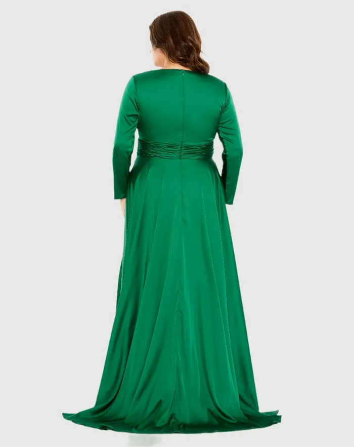 Plus Size Dresses Quarter Sleeve V Neck A Line Gown Emerald 8211 Mac Duggal Women Plus Size Dresses Quarter Sleeve V Neck A Line Gown Emerald 8211 Mac Duggal Women