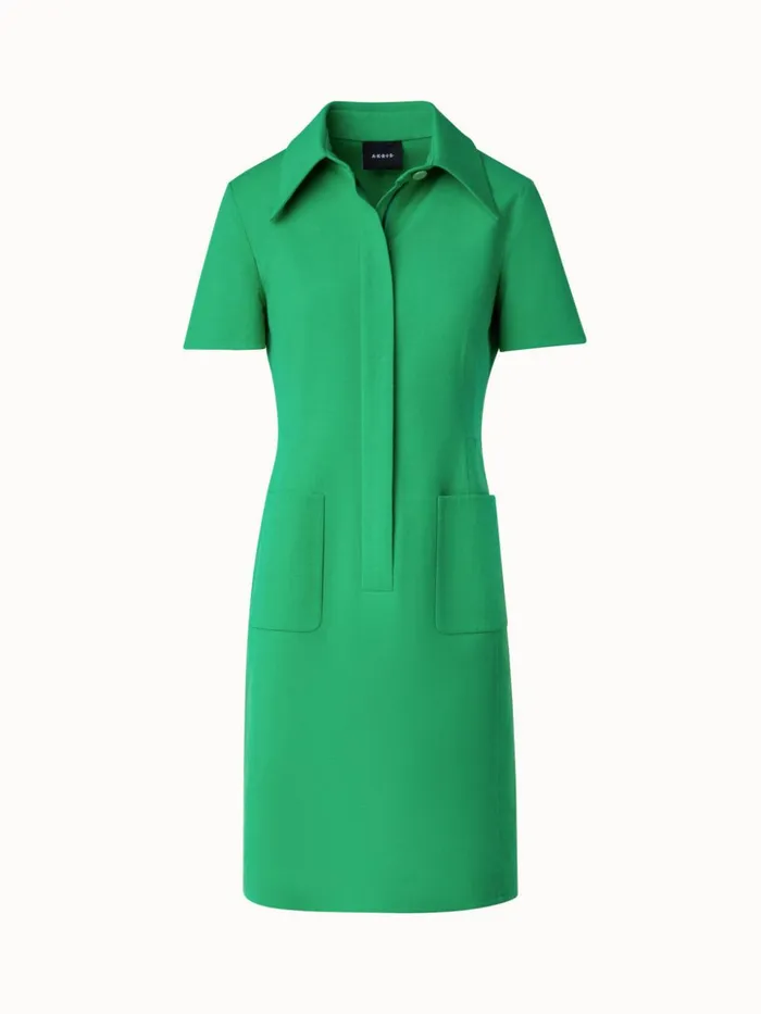 Polo Dress In Cotton Silk DoubleFace Leaf Women Akris Dresses