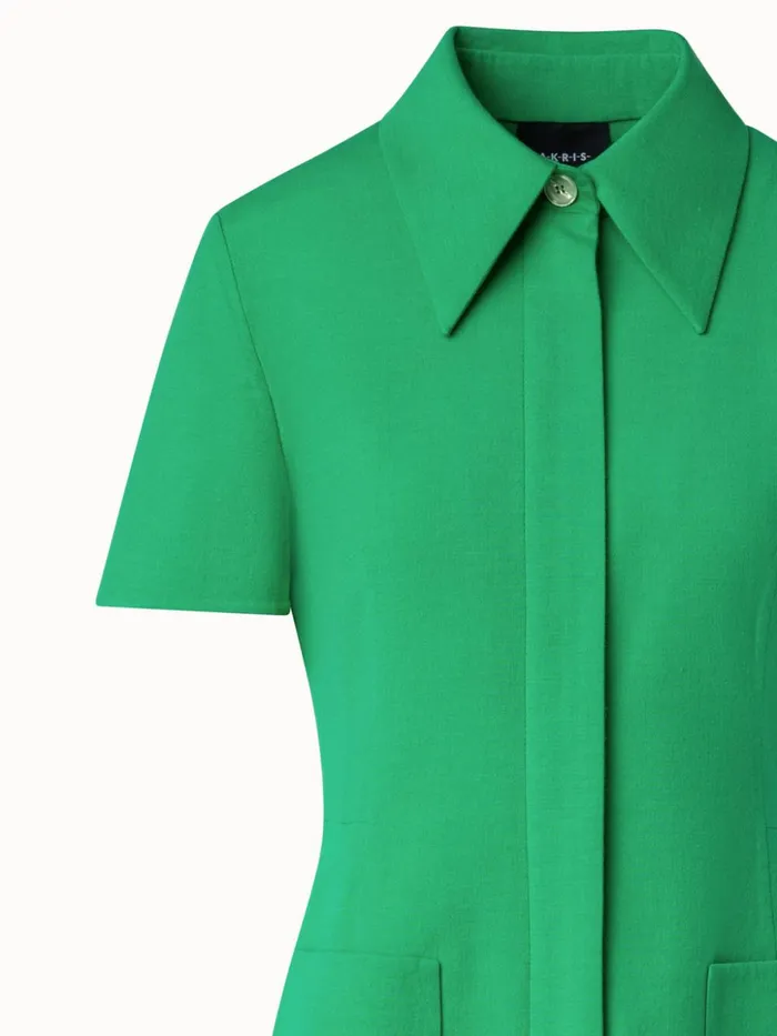 Polo Dress In Cotton Silk DoubleFace Leaf Women Akris Dresses