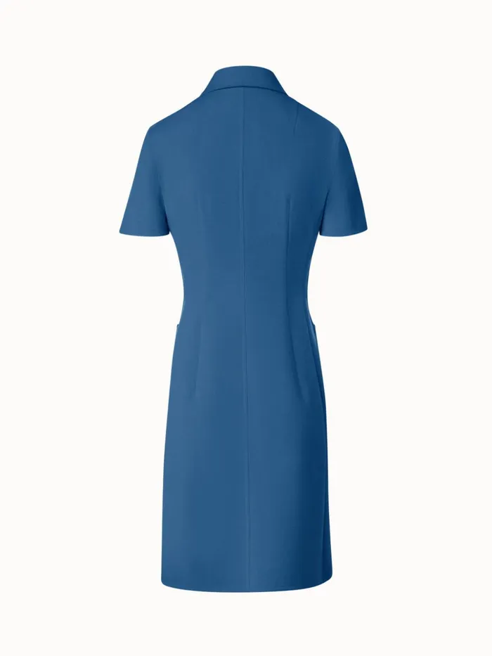 Polo Dress In Cotton Silk DoubleFace Medium Denim Women Akris Dresses