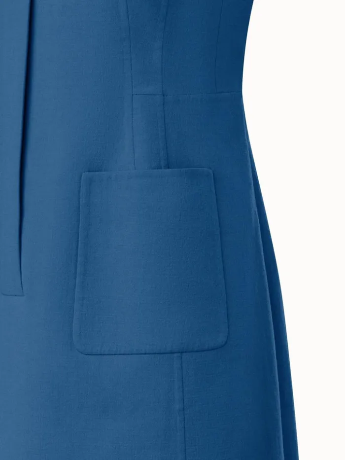 Polo Dress In Cotton Silk DoubleFace Medium Denim Women Akris Dresses