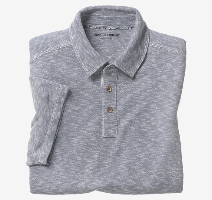 Polos and Tees Johnston and Murphy Men Vintage Slub Polo Indigo