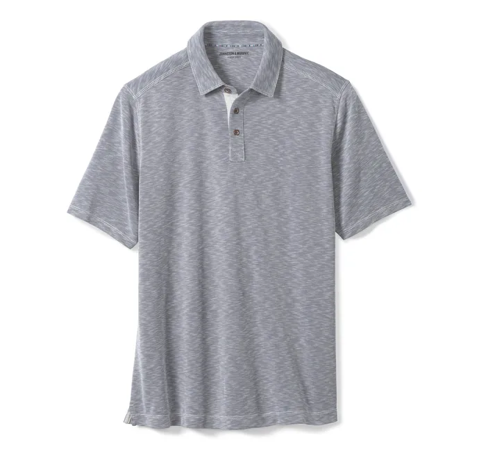 Polos and Tees Johnston and Murphy Men Vintage Slub Polo Indigo
