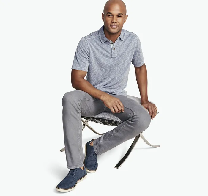 Polos and Tees Johnston and Murphy Men Vintage Slub Polo Indigo