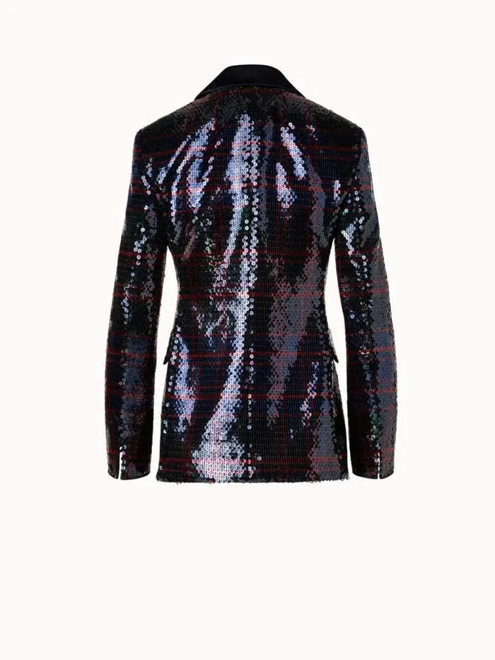 Printed Check Sequins Jacket Blackruby Red Women Akris Jackets