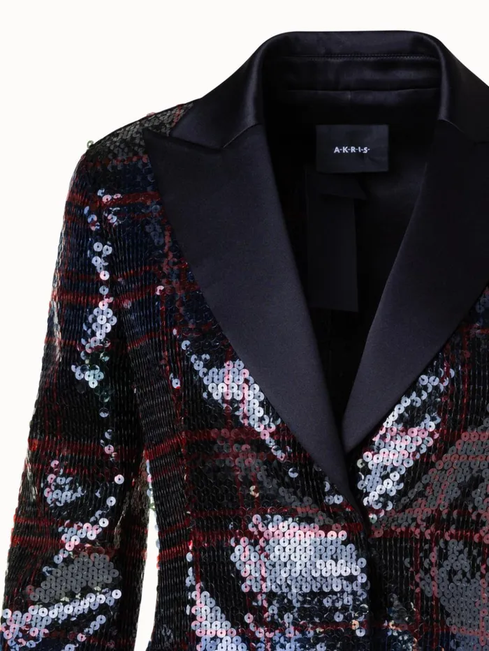 Printed Check Sequins Jacket Blackruby Red Women Akris Jackets