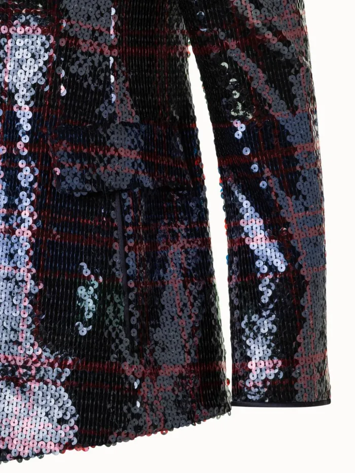 Printed Check Sequins Jacket Blackruby Red Women Akris Jackets