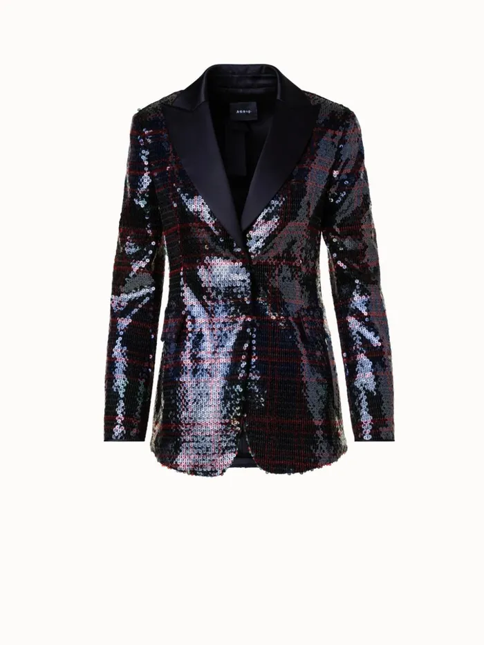Printed Check Sequins Jacket Blackruby Red Women Akris Jackets