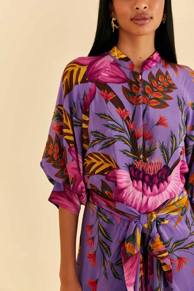 Purple Maxi Flowers Maxi Dress Women Farm Rio Maxi Dresses