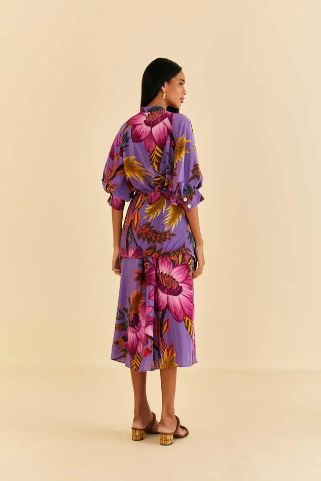 Purple Maxi Flowers Maxi Dress Women Farm Rio Maxi Dresses