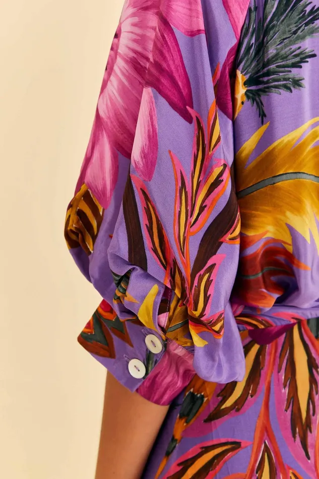 Purple Maxi Flowers Maxi Dress Women Farm Rio Maxi Dresses