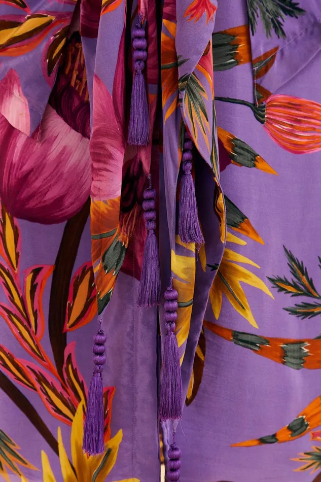Purple Maxi Flowers Maxi Dress Women Farm Rio Maxi Dresses