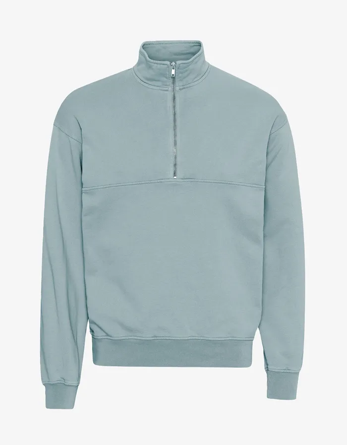 Quarter Zips Men Organic Quarter Zip 8211 Steel Blue Colorfulstandard