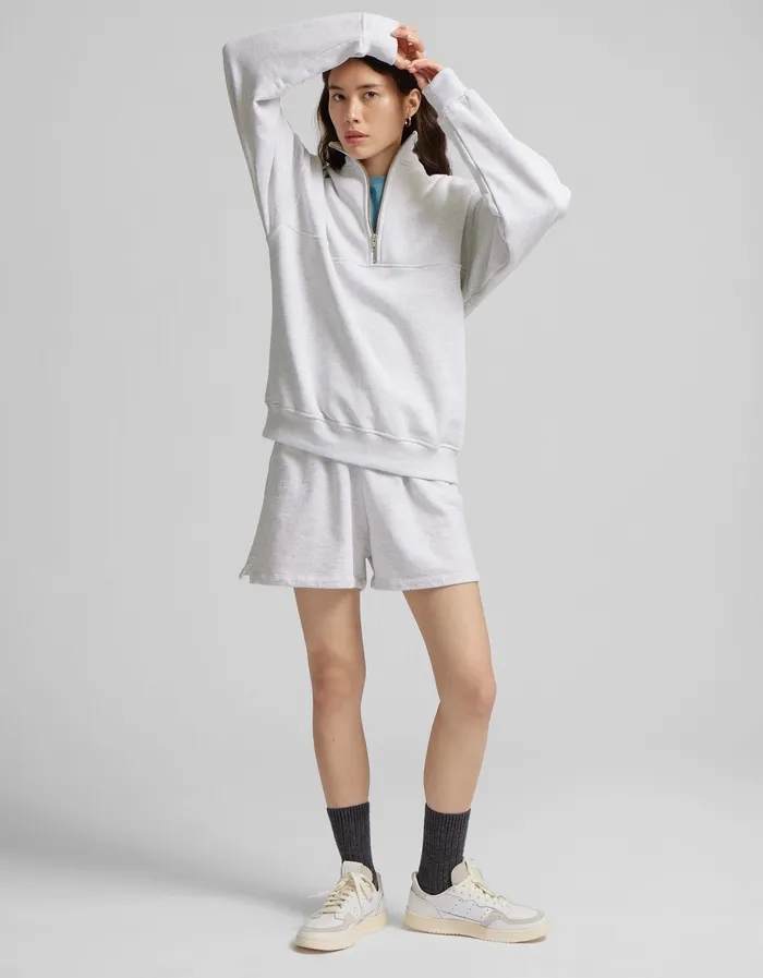Quarter Zips Women Organic Quarter Zip 8211 Snow Melange Colorfulstandard