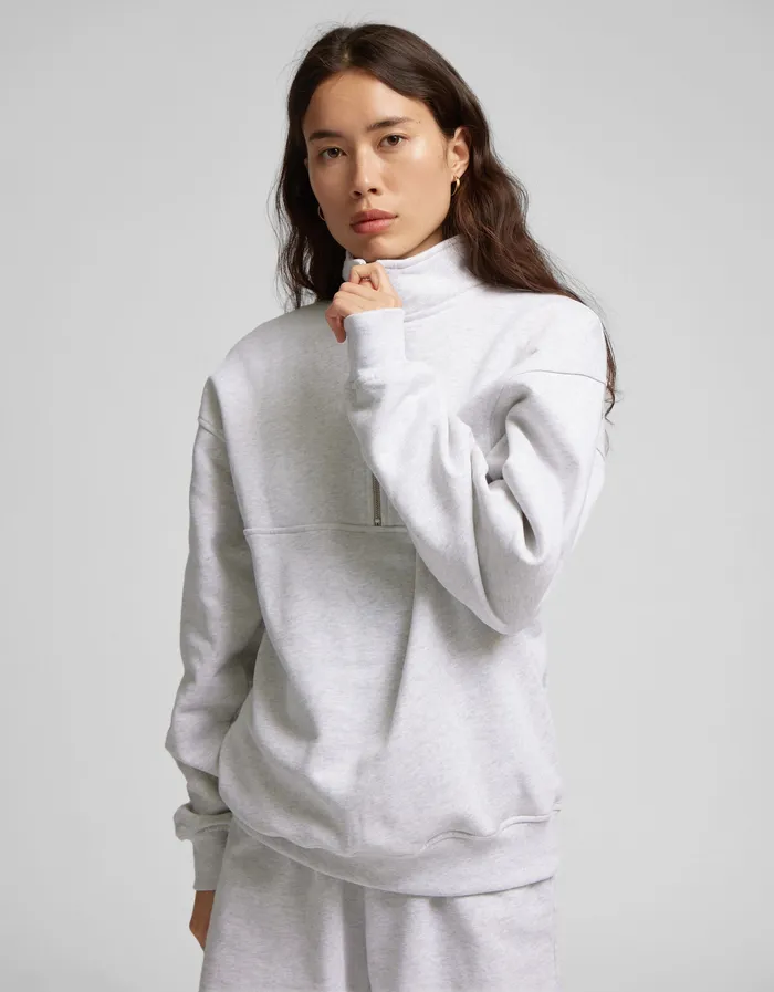 Quarter Zips Women Organic Quarter Zip 8211 Snow Melange Colorfulstandard
