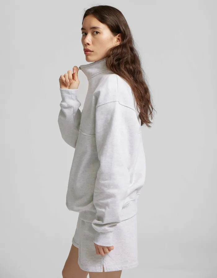Quarter Zips Women Organic Quarter Zip 8211 Snow Melange Colorfulstandard