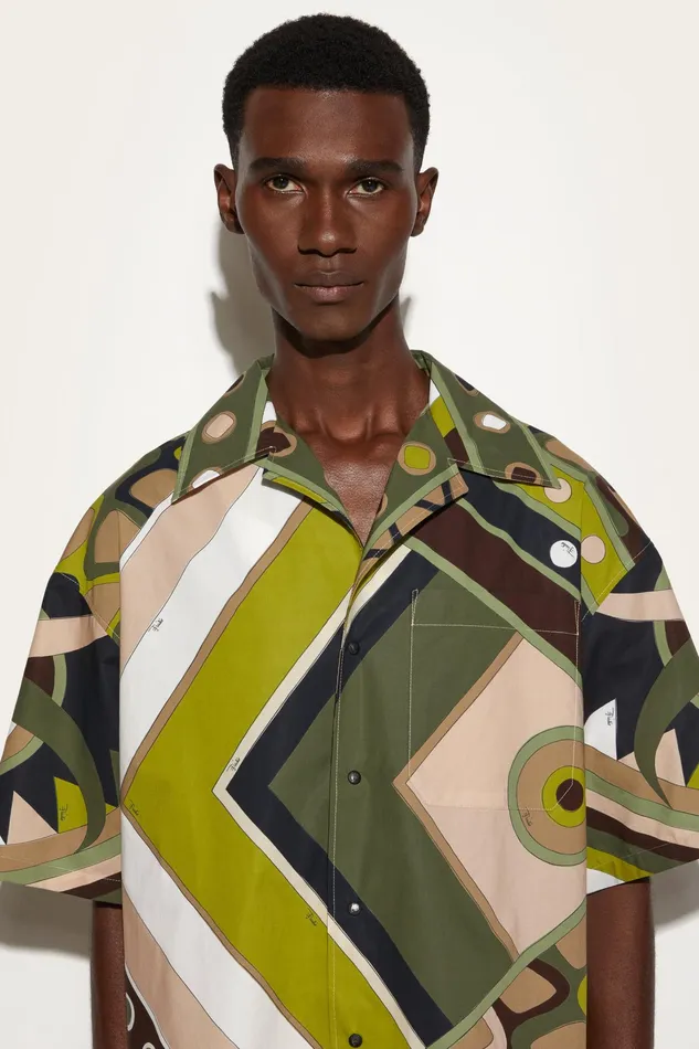 Ready To Wear Men PUCCI VivaraPrint Cotton Bowling Shirt