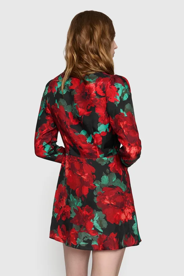 Rebecca Minkoff Aiden Mini Dress Black Rose Women Dresses