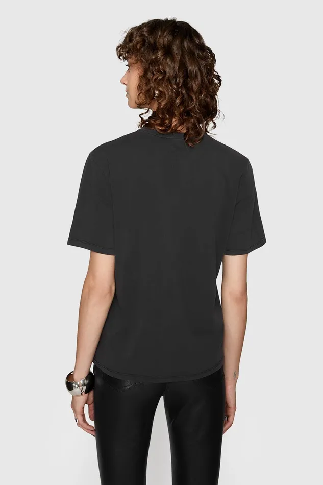 Rebecca Minkoff Carly Boyfriend TShirt Acid Wash Black Women Tops