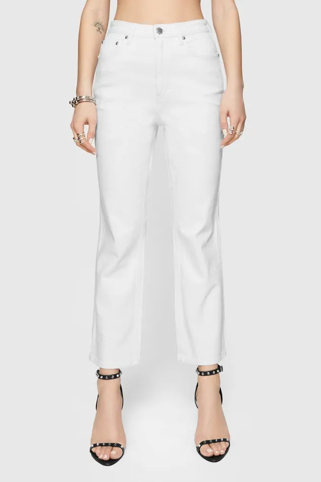 Rebecca Minkoff Hudson Cropped Kick Flare Alabaster Wash Women Bottoms