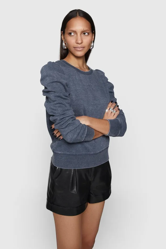 Rebecca Minkoff Janine Sweatshirt Indigo Acid Wash Women Sweaters and Sweatshirts