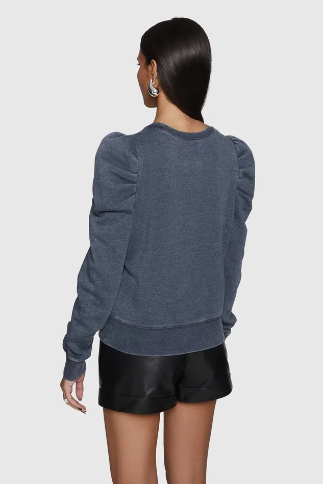 Rebecca Minkoff Janine Sweatshirt Indigo Acid Wash Women Sweaters and Sweatshirts