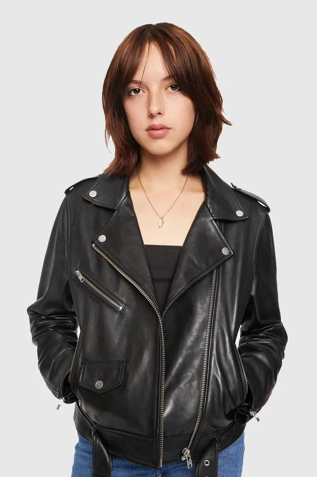 Rebecca Minkoff Jett Moto Black Women Outerwear